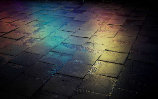 Brick sidewalk rainbow light bench - a rainbow free wallpaper for desktop