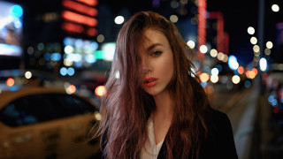 Woman longhair car night blurry - aestheticism free wallpaper