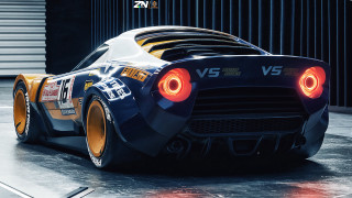 Blue sports car yellow wheels - a garage free wallpaper