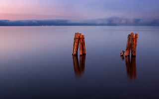 Hudson river wooden posts tranquil - tranquil free wallpaper