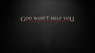 Dark background red black text - god free wallpaper