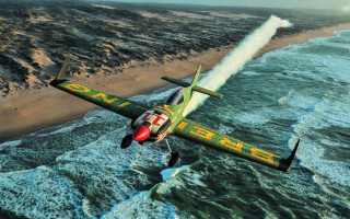 Plane ocean beach sky waves - over the ocean free wallpaper