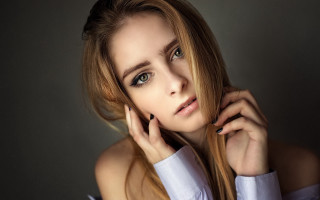 Woman long hair portrait nails - her cheek free wallpaper