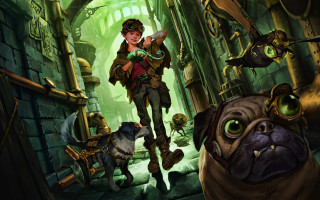 Woman tunnel dog cat fantasy - a tunnel free wallpaper