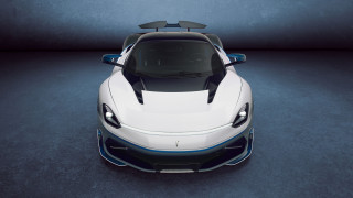 White sports car blue stripe - symmetrical feature free wallpaper