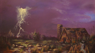 House field lightning sky foreground - a house in the foreground free wallpaper