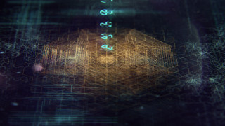 Blurry cube hologram cityscape rain - number free wallpaper