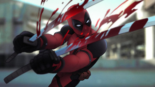 Deadpool sword blood city action - a deadpool character holding free wallpaper