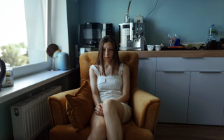 Woman sitting kitchen window coffee - the counter free wallpaper