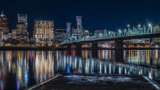 Tokyo skyline bridge river night 6 - everett warner free wallpaper for desktop