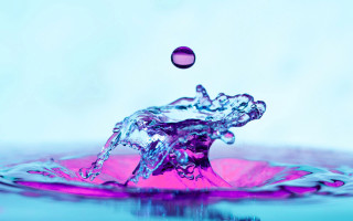 Waterdrop pinkcircle bluebackground macro purple - a water drop free wallpaper