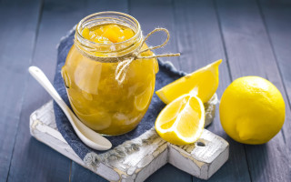 Lemonade jar spoon lemons table - a table next free wallpaper