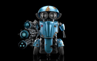 Robot helmet gun reflection computerart - arnold free wallpaper