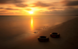 Empty cups beach sunset ocean - sunset time free wallpaper