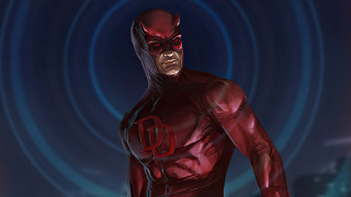 Red costumed man blue background - a red costume free wallpaper