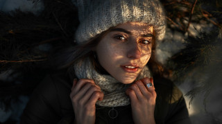 Woman hat scarf portrait outdoors - a hat and scarf free wallpaper