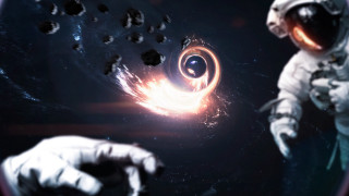 Spaceman blackhole aurora bokeh space - spiral free wallpaper