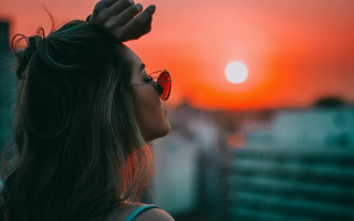 Woman sunglasses sunset wind blurry - alena aenami free wallpaper