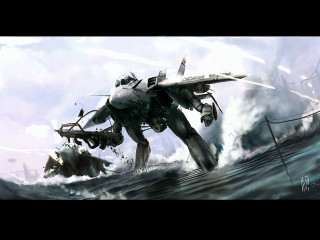 Robot attack ship ocean helicopter - a ship in the ocean free wallpaper
