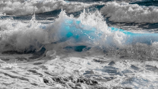 Blue wave ocean foam expressionism - foamy free wallpaper