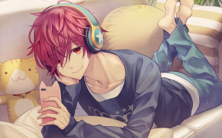 Man laying couch headphones teddy - headphone free wallpaper