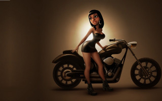 Woman motorcycle dress dark skin - a short dress free wallpaper for desktop