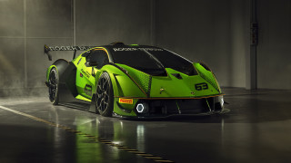 Green sports car garage fog - fog free wallpaper