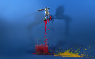 Red liquid pouring glass faucet - digital photography free wallpaper