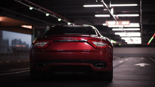 Red car parking garage night 3 - the ceiling free wallpaper