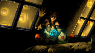 Woman bed window glowing stuffed - shock art free wallpaper