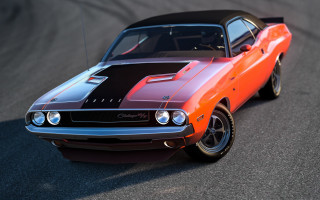 Musclecar blacktop redstripes nightdrive 3drender - red stripe free wallpaper