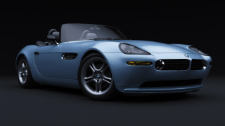 Blue sports car dark room 3 - a black background behind free wallpaper