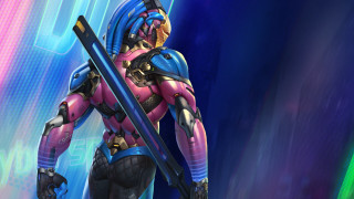 Woman pink blue skiing glowing - outfit holding free wallpaper for desktop