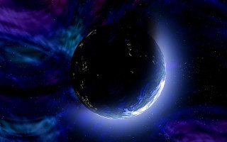 Blue planet ring space art - a blue planet free wallpaper for desktop