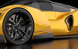 Yellow sports car black stripe 4 - unreal free wallpaper