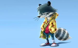 Raccoon yellowjacket redshoes drum hat - red shoe free wallpaper