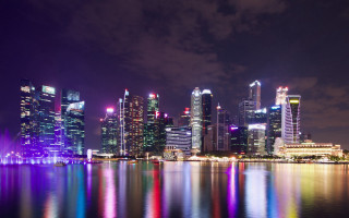 City skyline reflection night lights 2 - adrian zingg free wallpaper