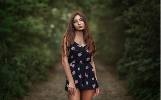 Woman dress forest portrait elina - a path free wallpaper