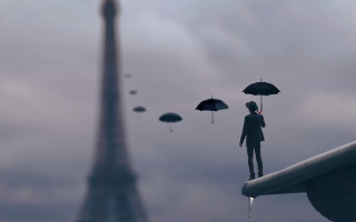 Person ledge umbrella tower flying - a tower free wallpaper