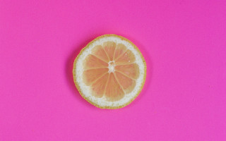 Grapefruit halved fauvism fluorescent pink - fluorescent free wallpaper