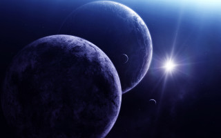 Two planets sun starry sky - two planet free wallpaper