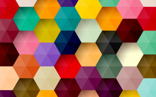 Colorful hexagons geometric abstract cubist - triadic free wallpaper