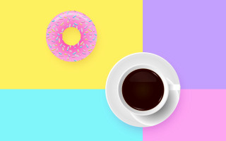 Coffee donut multicolored background surreal - a donut free wallpaper