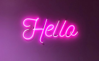 Neon hello purple wall gradient - a neon sign free wallpaper