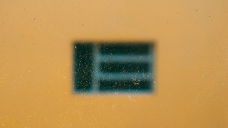 Blue window yellow wall night - ektachrome photograph free wallpaper