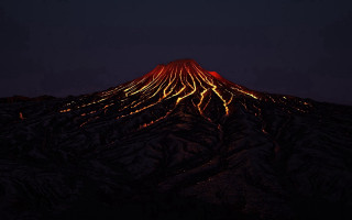Mountain red peak night ecological - a few light free wallpaper
