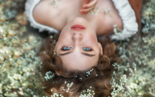 Woman blowing hair flower snow - elinor proby adams free wallpaper