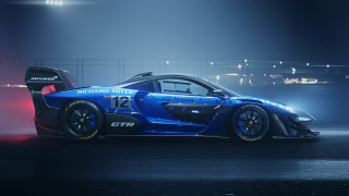 Blue race car night fog - clifford ross free wallpaper