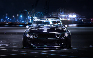 Black car night city lights - a black car free wallpaper