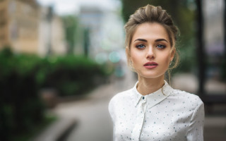 Woman bun white shirt city - a bun free wallpaper